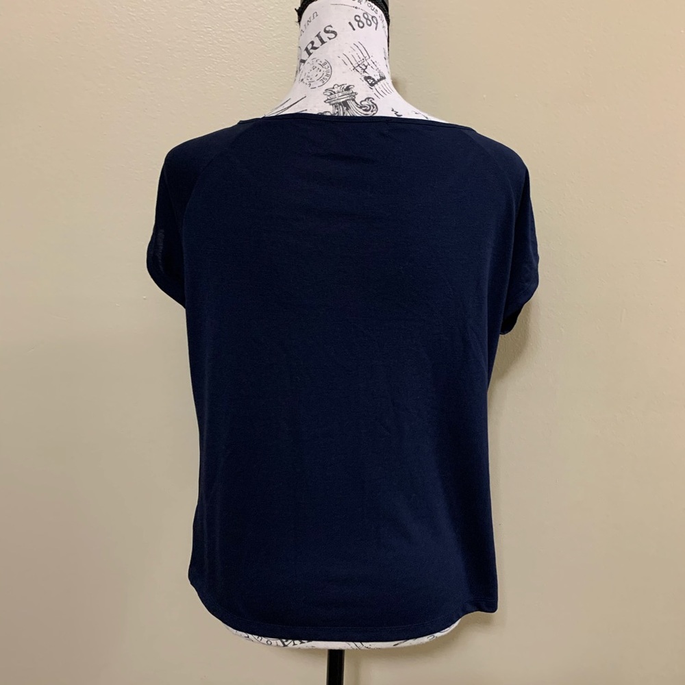 Chaps Navy Blue Short Sleeve Large Top - Picture 7 of 11
